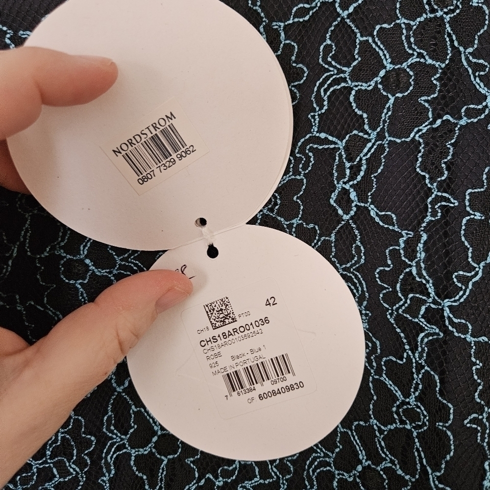 NWT See by Chloe Floral Mesh Midi Lace Blue dress size 42/ 12 - Picture 9 of 12